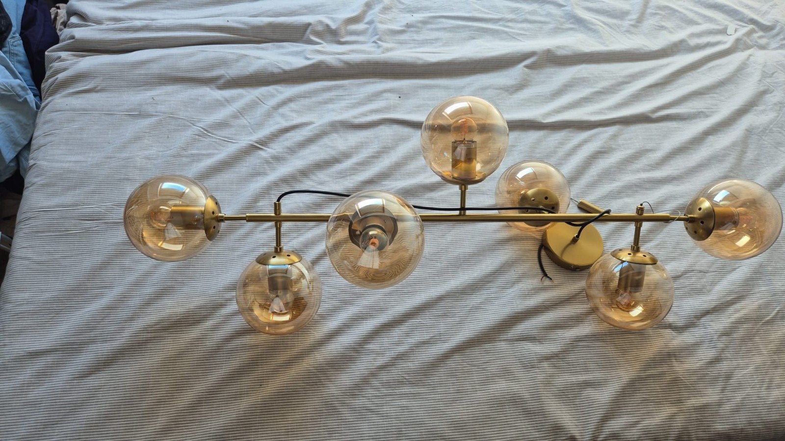 prachtige goud kleurige lamp met 7 bollen, Huis en Inrichting, Lampen | Spots, Ophalen, Zo goed als nieuw