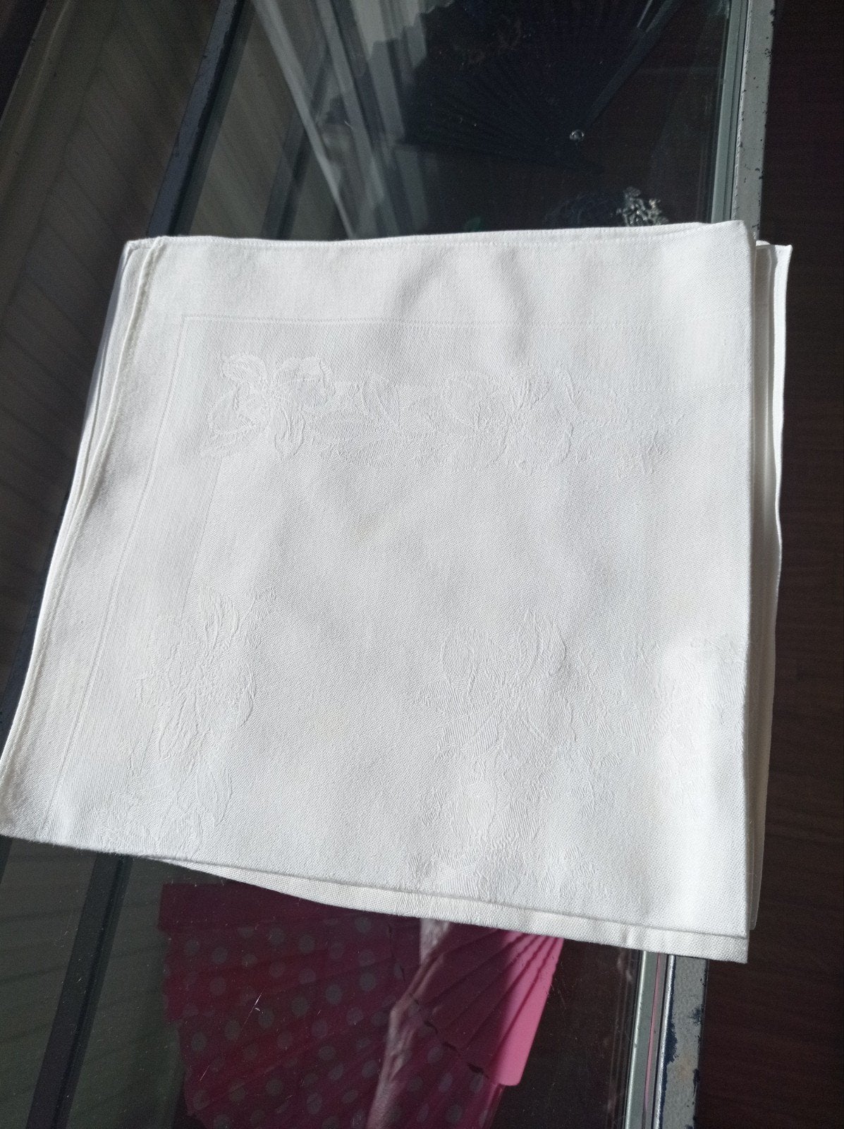 KOOPJE set van 6 Damast servetten 55x55cm, Gebruikt, 55 cm, 55 cm, Vierkant