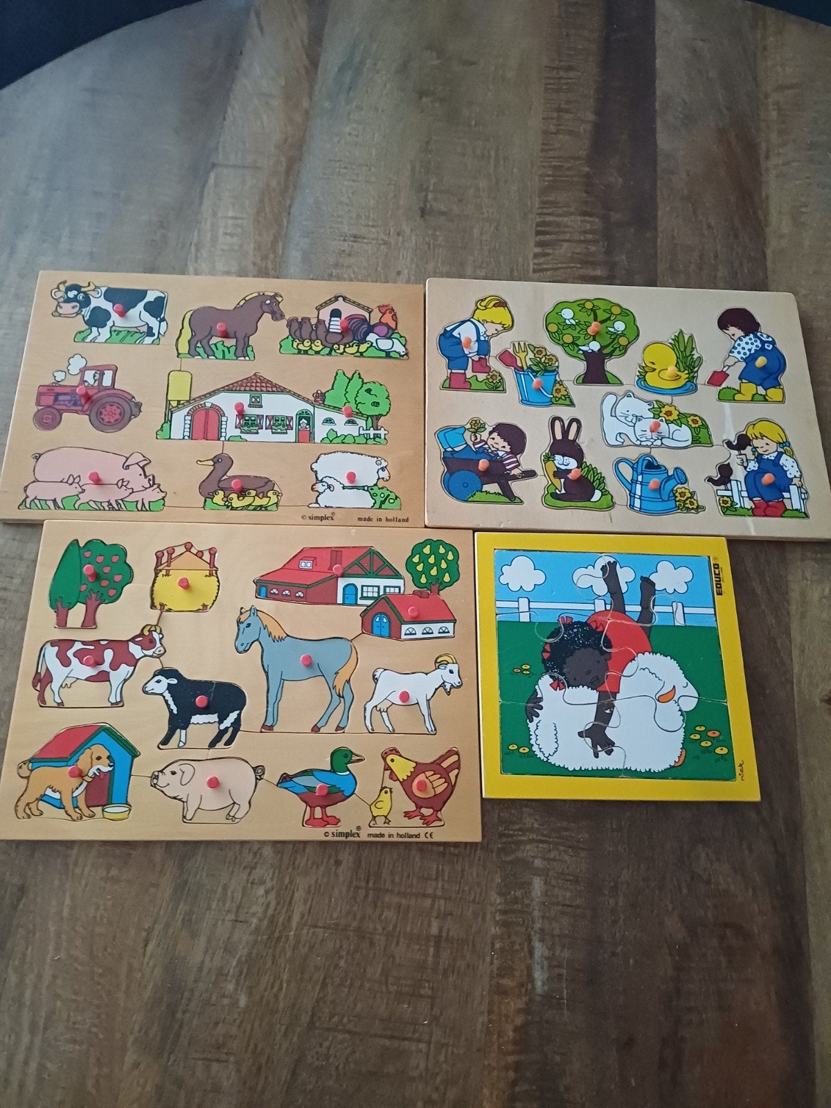 Houten Insteekpuzzels - Boerderij en Tuin Thema, Ophalen, Gebruikt, Overige typen