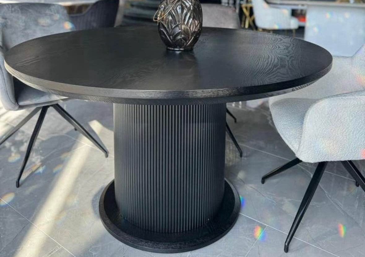 Ronde eettafel visgraat patroon, Huis en Inrichting, 100 tot 150 cm, Rond, Zo goed als nieuw, Vijf personen of meer
