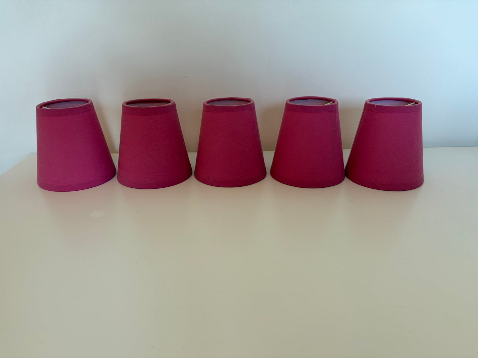 5 roze lampenkapjes, Huis en Inrichting, Ophalen of Verzenden, Zo goed als nieuw, Roze