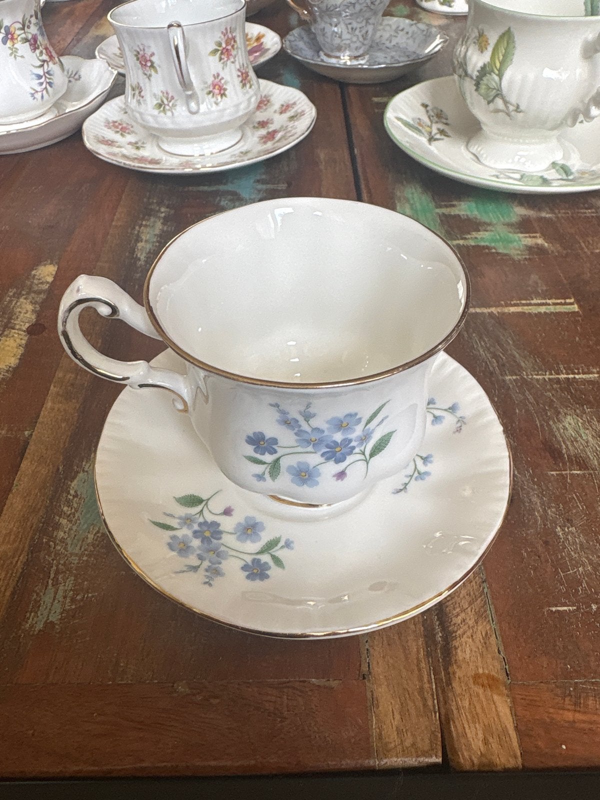 Paragon 'Forget-Me-Not' Kop en Schotel - Vintage Porselein, Ophalen of Verzenden