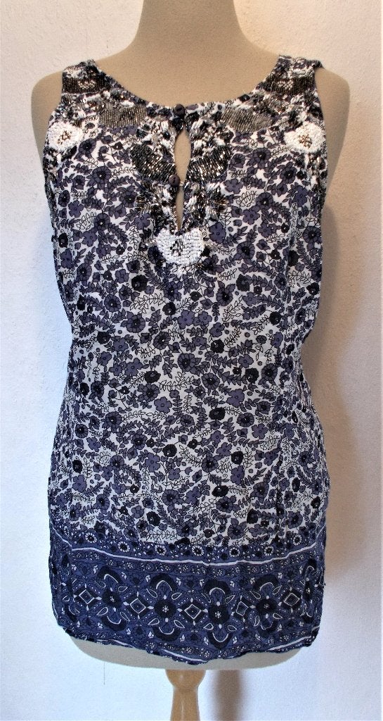 Batik kraaltjes bewerkte top van Simona Barbieri (Twin Set)L, Maat 42/44 (L), Zo goed als nieuw, Zonder mouw, Verzenden