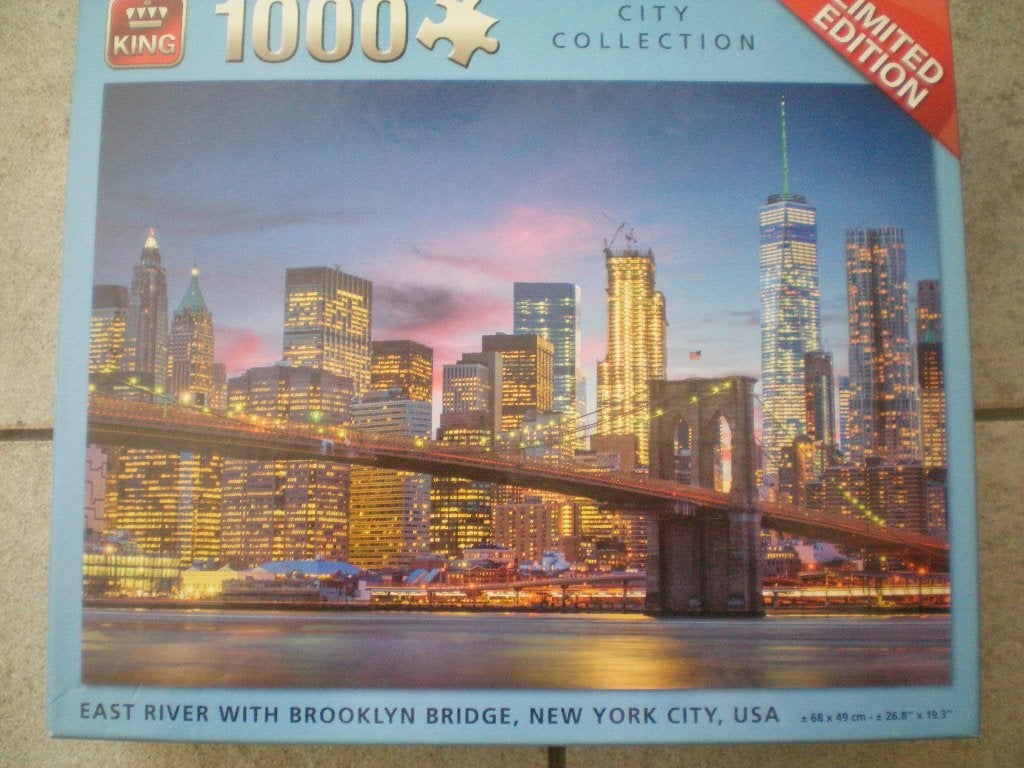 KING Puzzel 1000 stukjes. Brooklyn Bridge New York., Ophalen of Verzenden, 500 t/m 1500 stukjes, Zo goed als nieuw, Legpuzzel