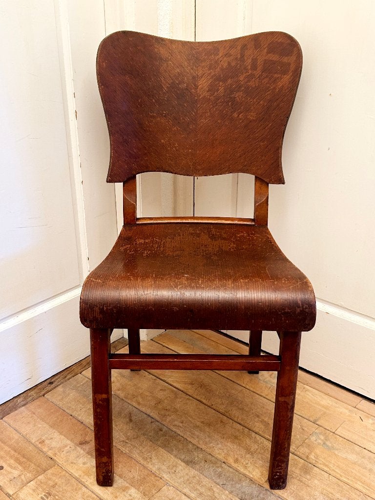 Antieke houten caféstoel, vroeg 20ste eeuw, Art Deco, Ophalen, Gebruikt, Bruin, Eén