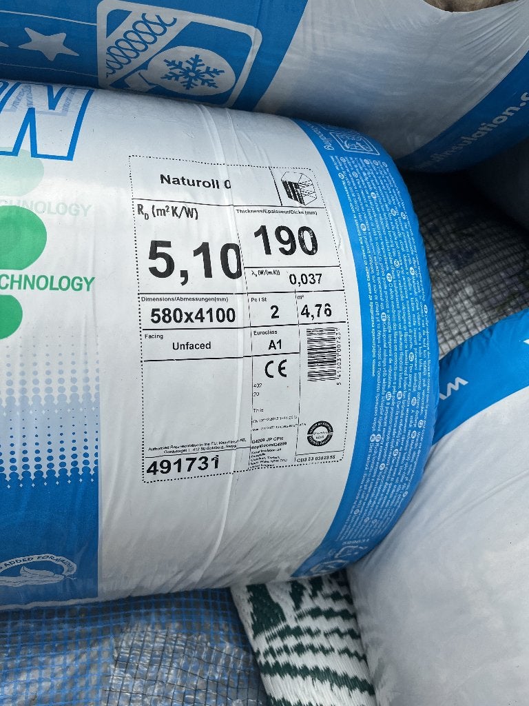 Knauf glaswol isolatiemateriaal 190mm dik, nieuw