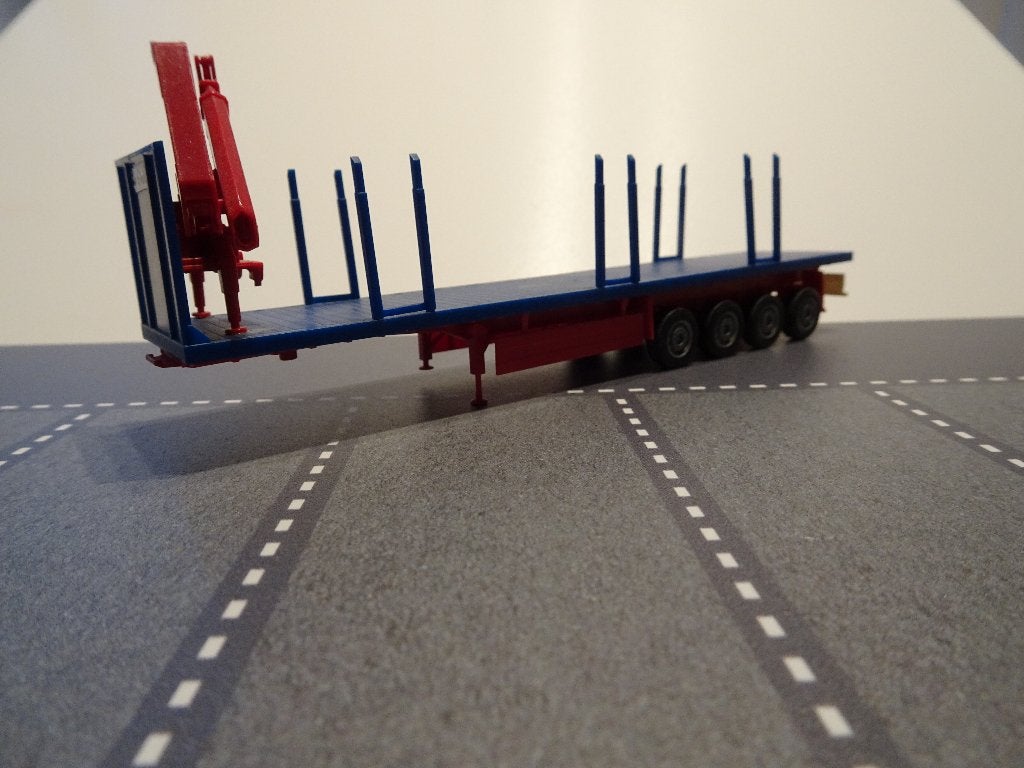 816 herpa riwatrans rongen oplegger mist 1 rong + kraan 1:87, Ophalen of Verzenden, Zo goed als nieuw, Bus of Vrachtwagen, Herpa