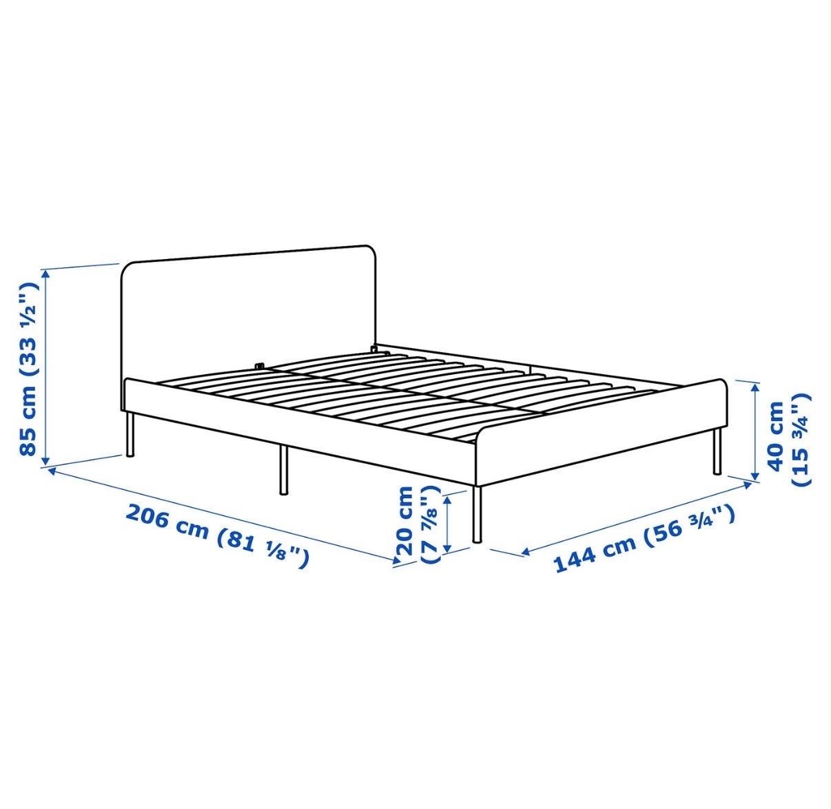 IKEA Slattum bedframe 140x200 cm met lattenbodem met Matras, Ophalen, 140 cm, Zo goed als nieuw, Twijfelaar