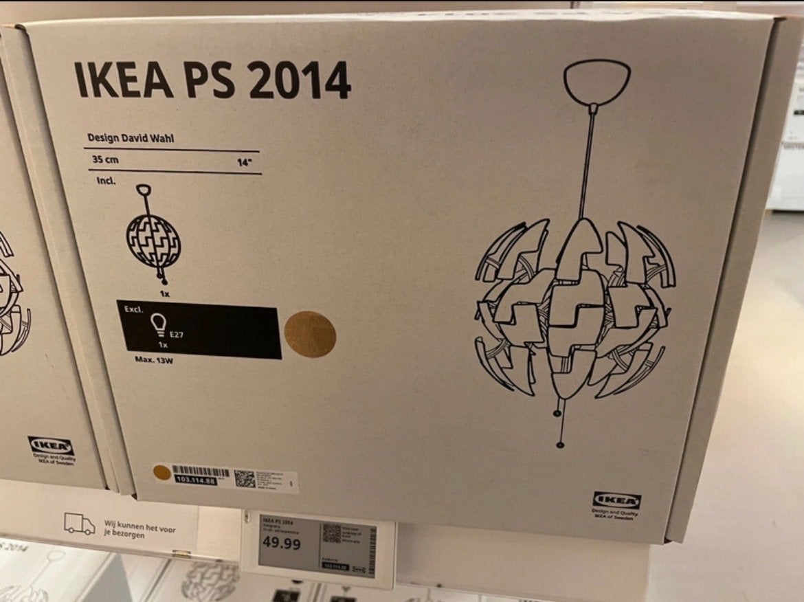 IKEA PS 2014 Hanglamp - Koperkleurig, 35 cm, Huis en Inrichting, Lampen | Hanglampen, Zo goed als nieuw, Metaal, Ophalen of Verzenden