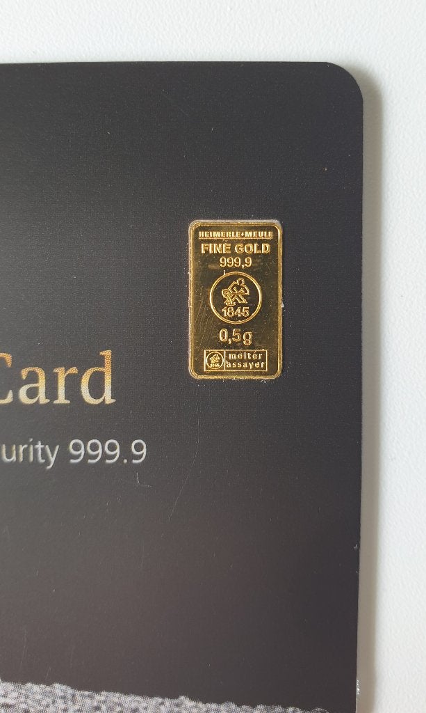 Heimerle en Meule 0,5 gram .999 goud in certi-card, Postzegels en Munten, Ophalen of Verzenden, Goud