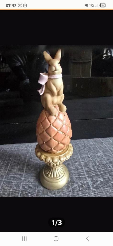 Leuke paasdecoratie bestaande uit een konijn met een roze st, Verzamelen, Ophalen of Verzenden, Dier