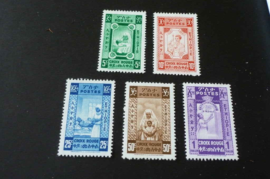 Ethiopie - zeldzame serie Rode Kruis compleet 5 zegels 1936, Ophalen of Verzenden, Overige landen, Postfris