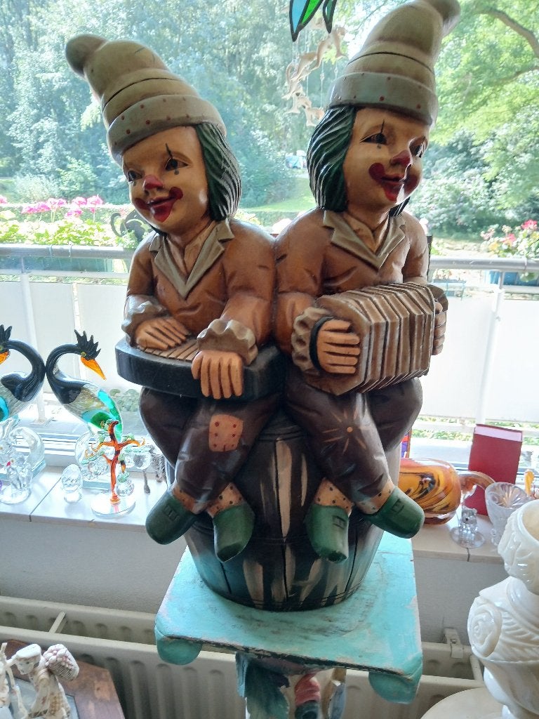 Houtsnijwerk clowns, Ophalen, Groep mensen, Handgemaakt, Beeld