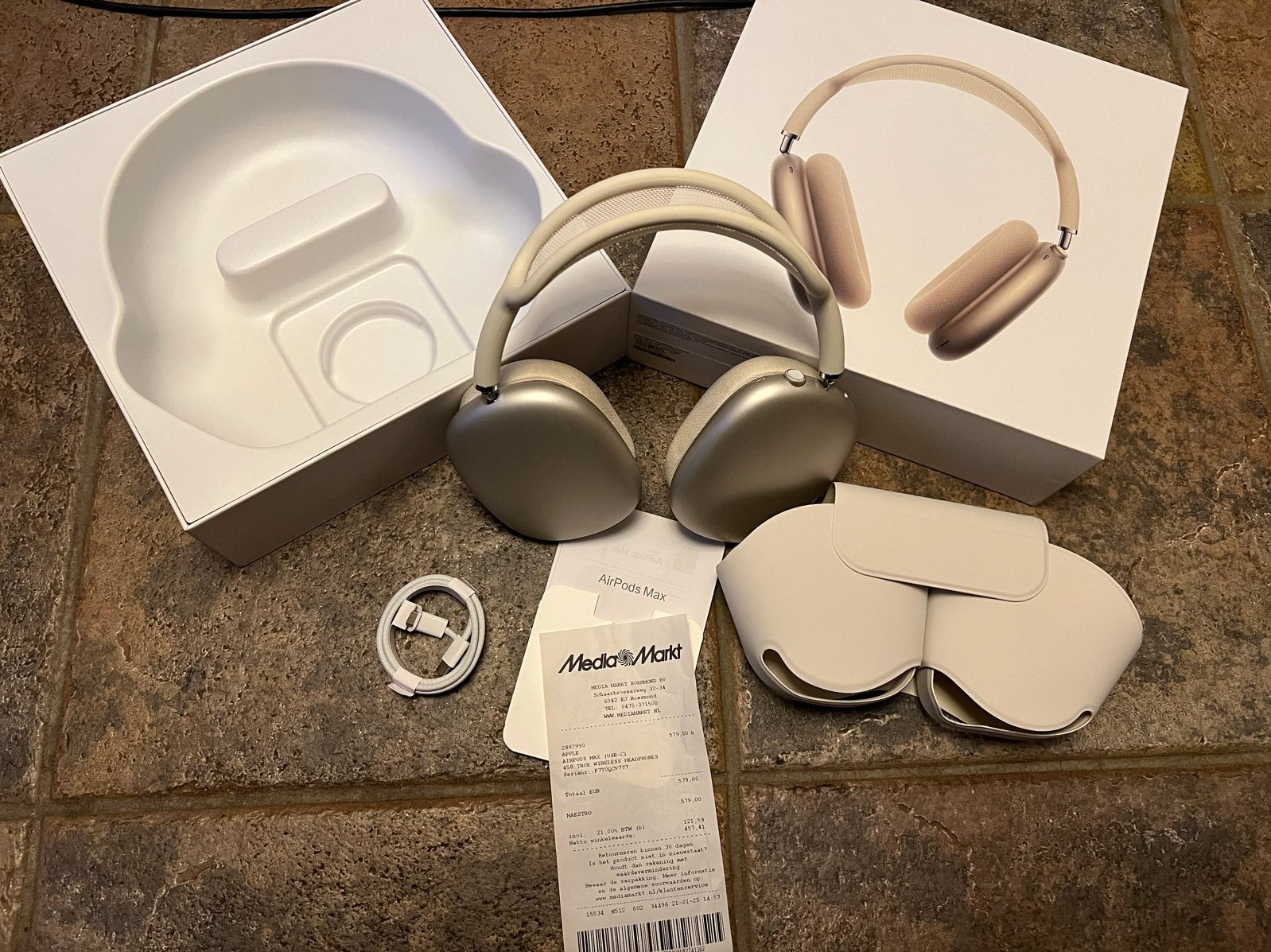Apple AirPods Max Starlight - Nieuw met bon & Apple Care, Audio, Tv en Foto, Goud, Bluetooth, Nieuw, Ophalen of Verzenden