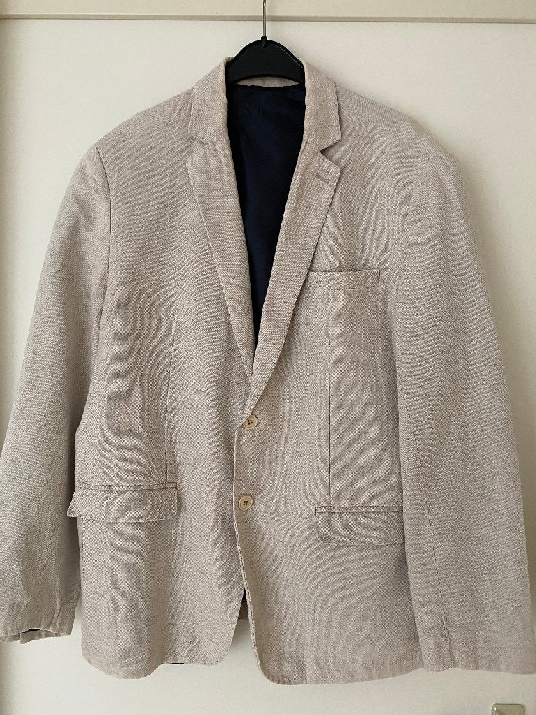 Italiaans Colbert Linnen en Katoen - Beige, Kleding | Heren, Maat 52/54 (L), Beige, Ophalen of Verzenden, Libero Milano