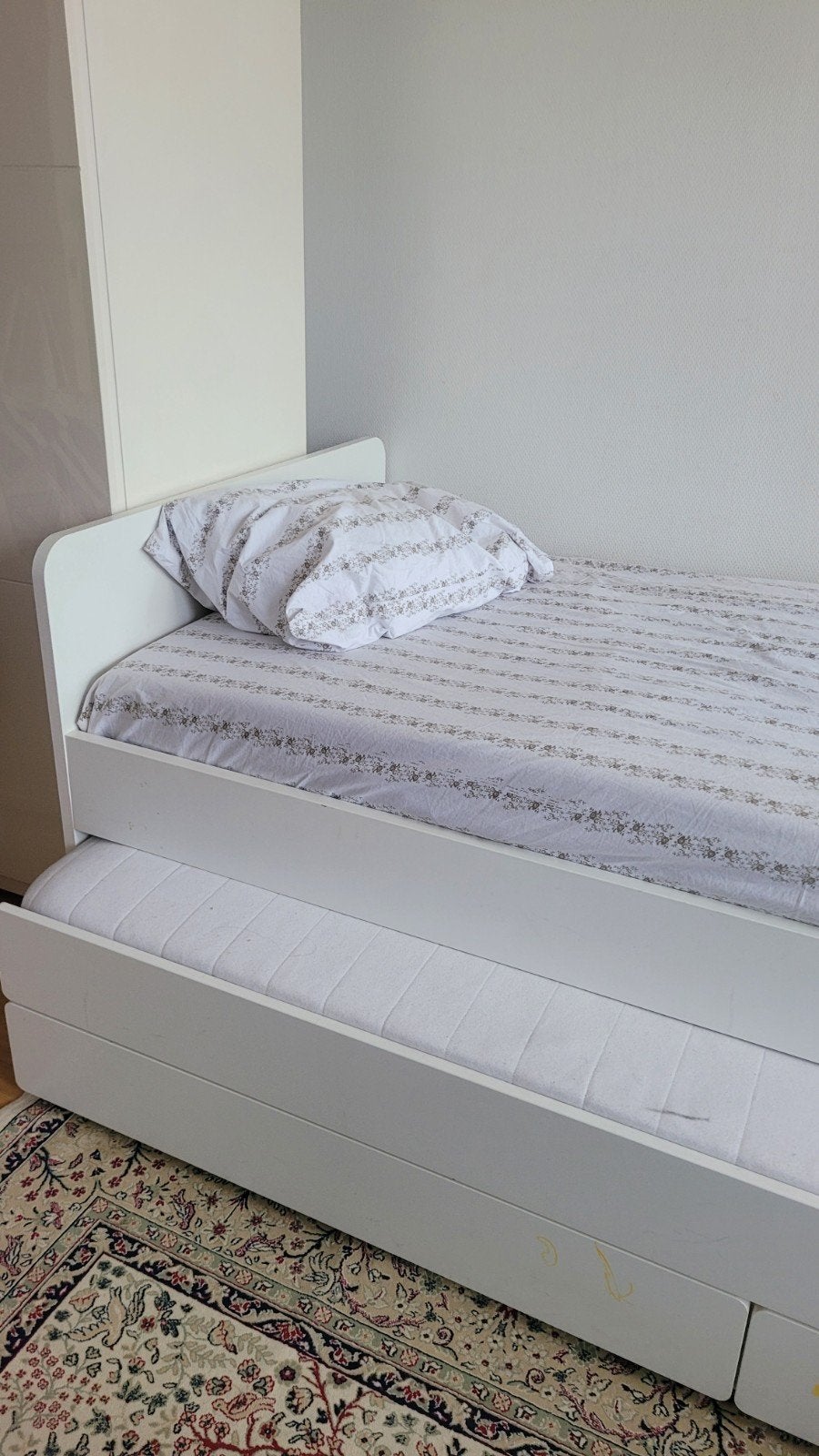IKEA BRIMNES Dagbed Frame Wit met 2 Lades en Uitschuifbed, Ophalen, Gebruikt, Eenpersoons, Wit