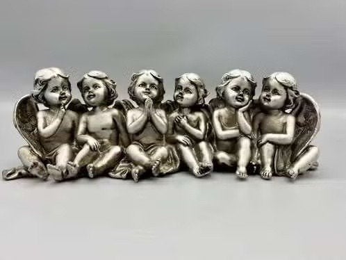 Beeld van zes engeltjes – polystone – 22,5 cm, Ophalen of Verzenden, Zo goed als nieuw, Mens