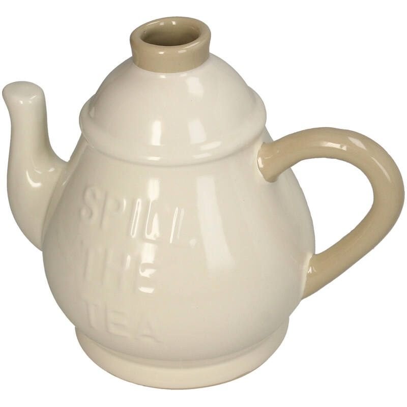Vaas Theepot Fijn Aardewerk Ivoor 23,3x15,6x19cm, Beige, Met deksel, Nieuw, Ophalen of Verzenden