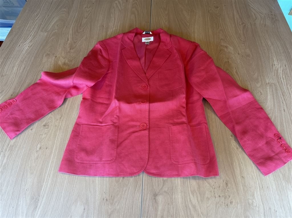 Talbots Iers Linnen Damesblazer Fuchsia/Roze - UK 12 / EU 40, Kleding | Dames, Jassen | Winter, Ophalen of Verzenden, Zo goed als nieuw