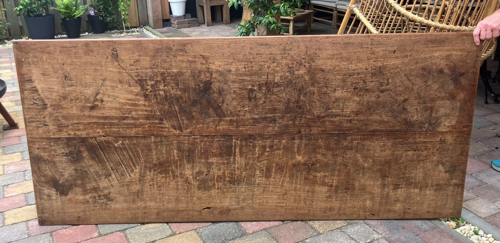 Oude houten klooster tafel, Ophalen