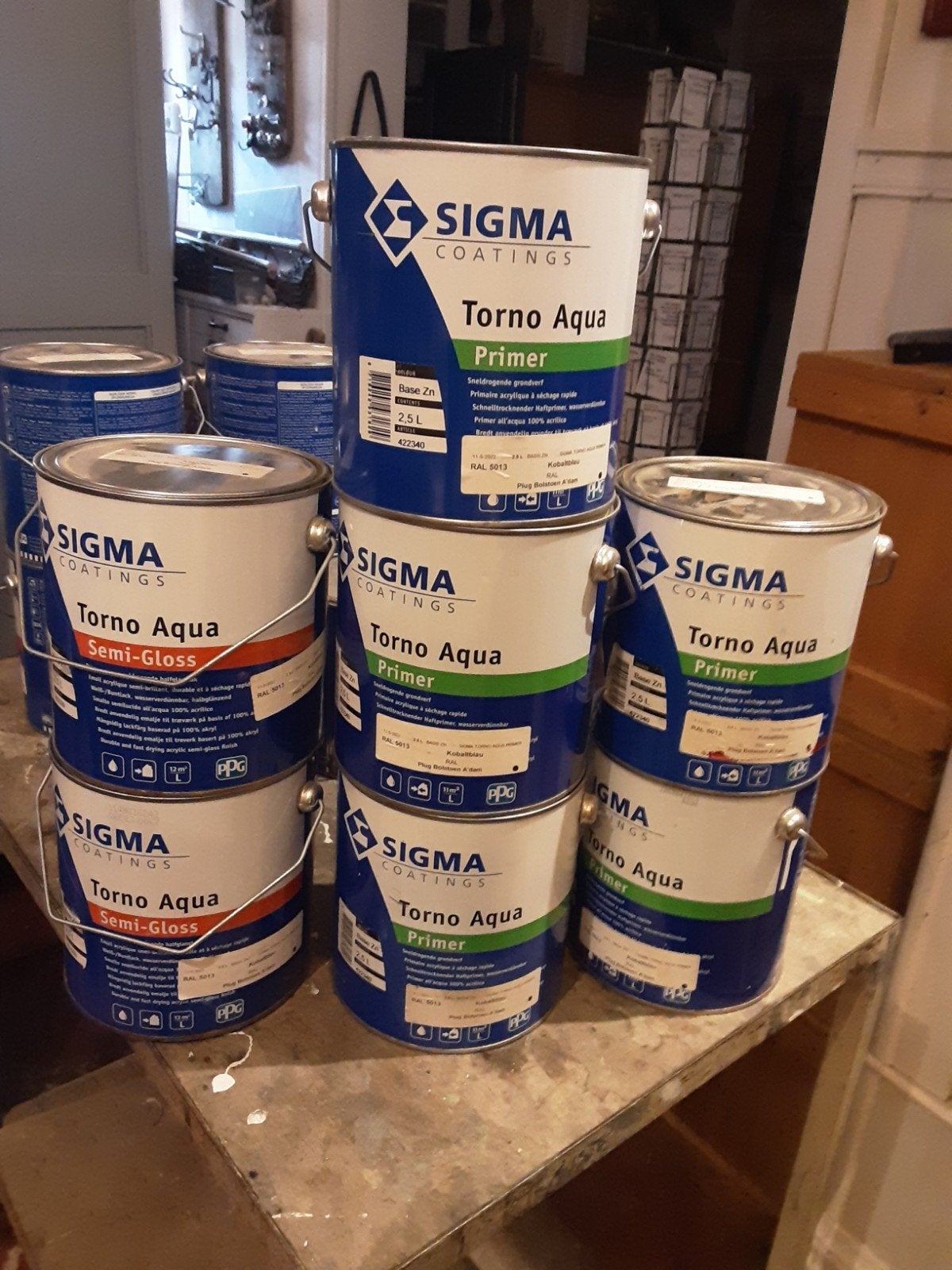 Sigma Aqua primer en semi gloss aflak per 2 stuks 30 euro., Ophalen, Nieuw, Overige kleuren