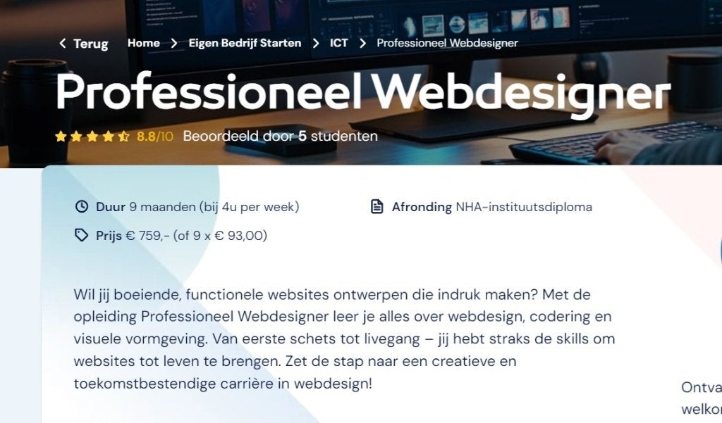 Professioneel Webdesigner Handleiding NHA, NHA, Ophalen of Verzenden, Zo goed als nieuw, MBO
