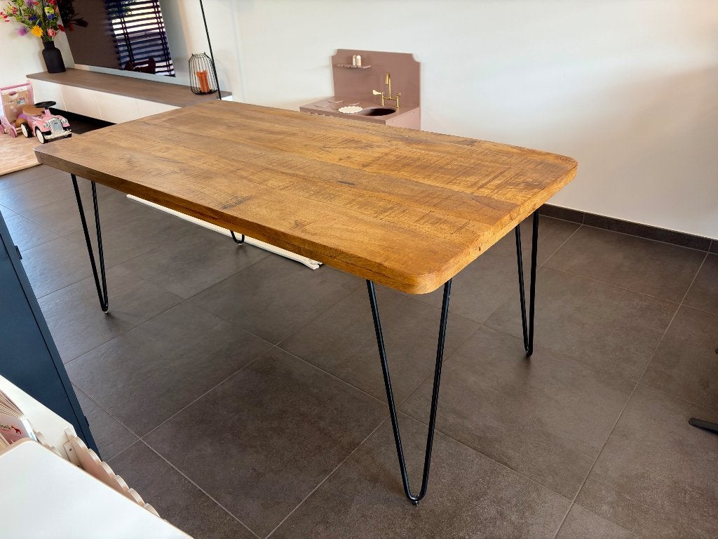 Eettafel mango hout 180cm x 90cm TEAB, Ophalen, Mangohout, 50 tot 100 cm, Zo goed als nieuw