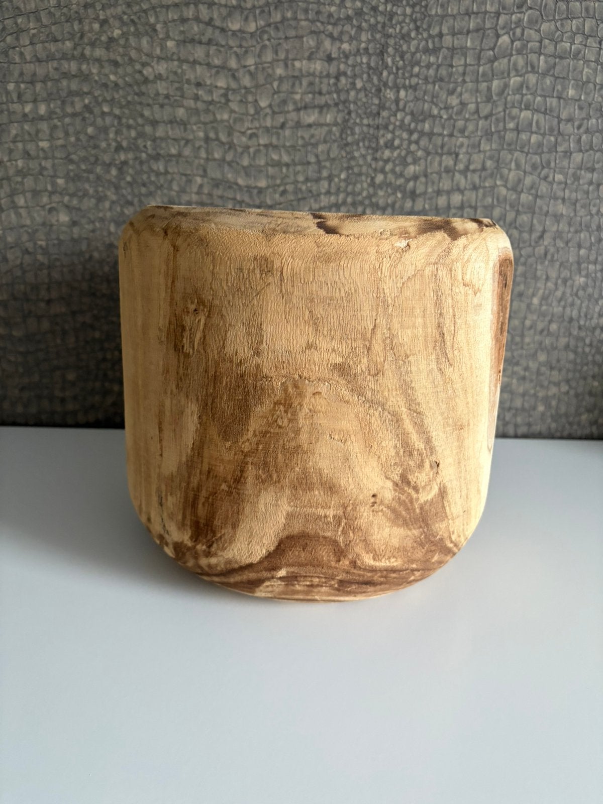 Mica Decorations Houten Bloempot D28xH25 cm, Overige materialen, Rond, Ophalen of Verzenden, Zo goed als nieuw