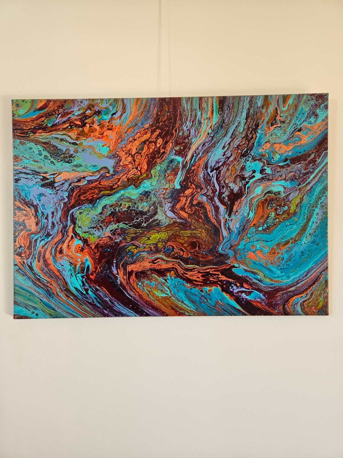 Abstract Acrylverf giet schilderij, Ophalen