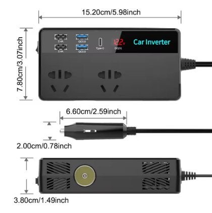 Luxe auto omvormer DC 12V naar 230V van 200 Watt, Ophalen of Verzenden, Nieuw