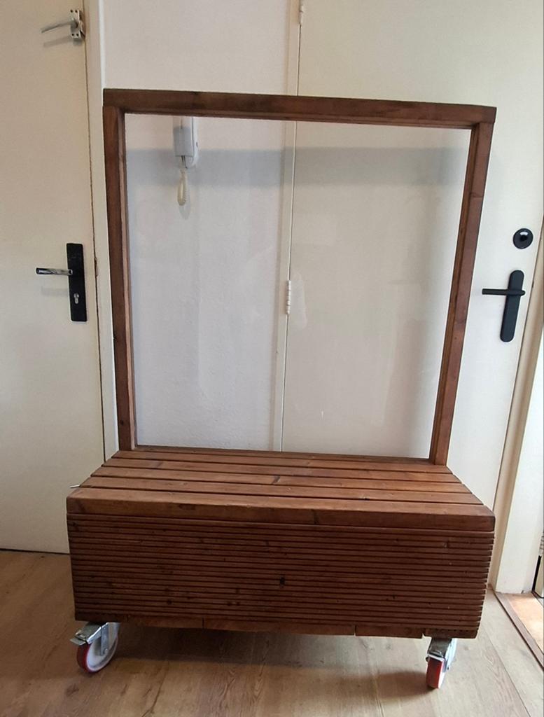 Houten windscherm op wielen, Tuin en Terras, Ophalen, Gebruikt, Hout, Overige typen