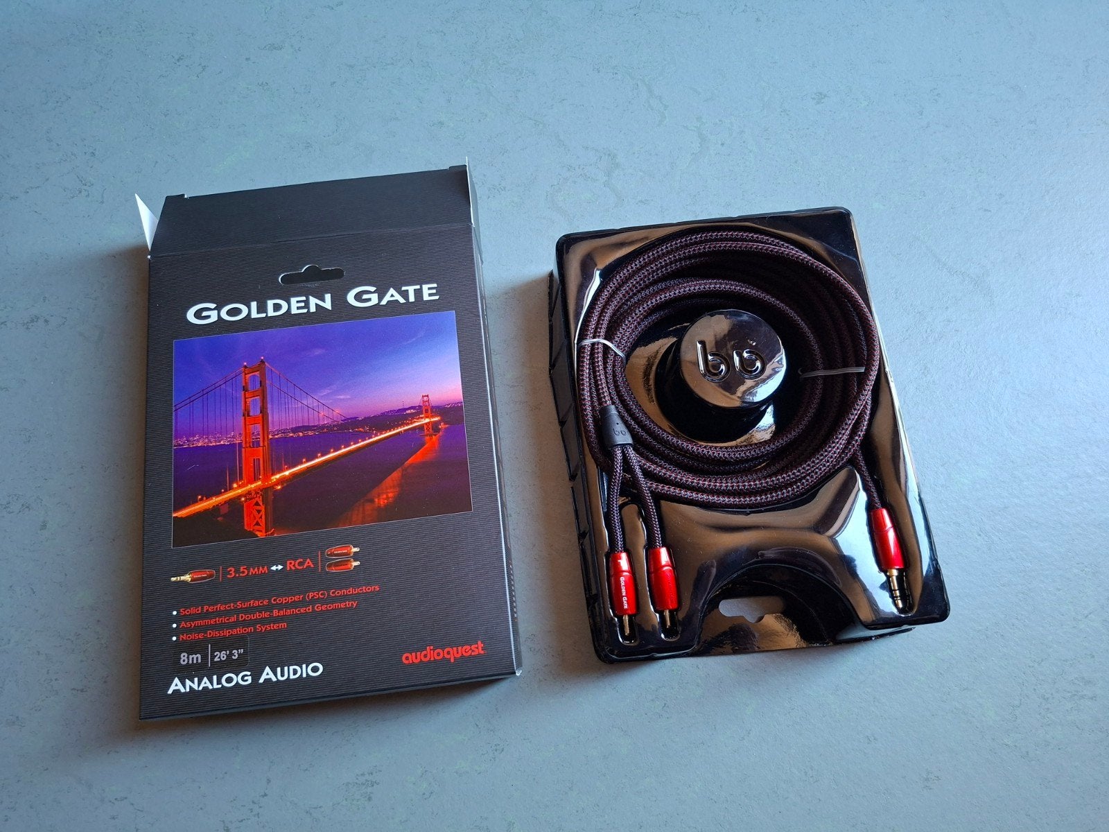 AudioQuest Golden Gate 3.5mm naar RCA kabel 8m, Ophalen of Verzenden, Gebruikt, 10 meter of meer, Interlink-kabel