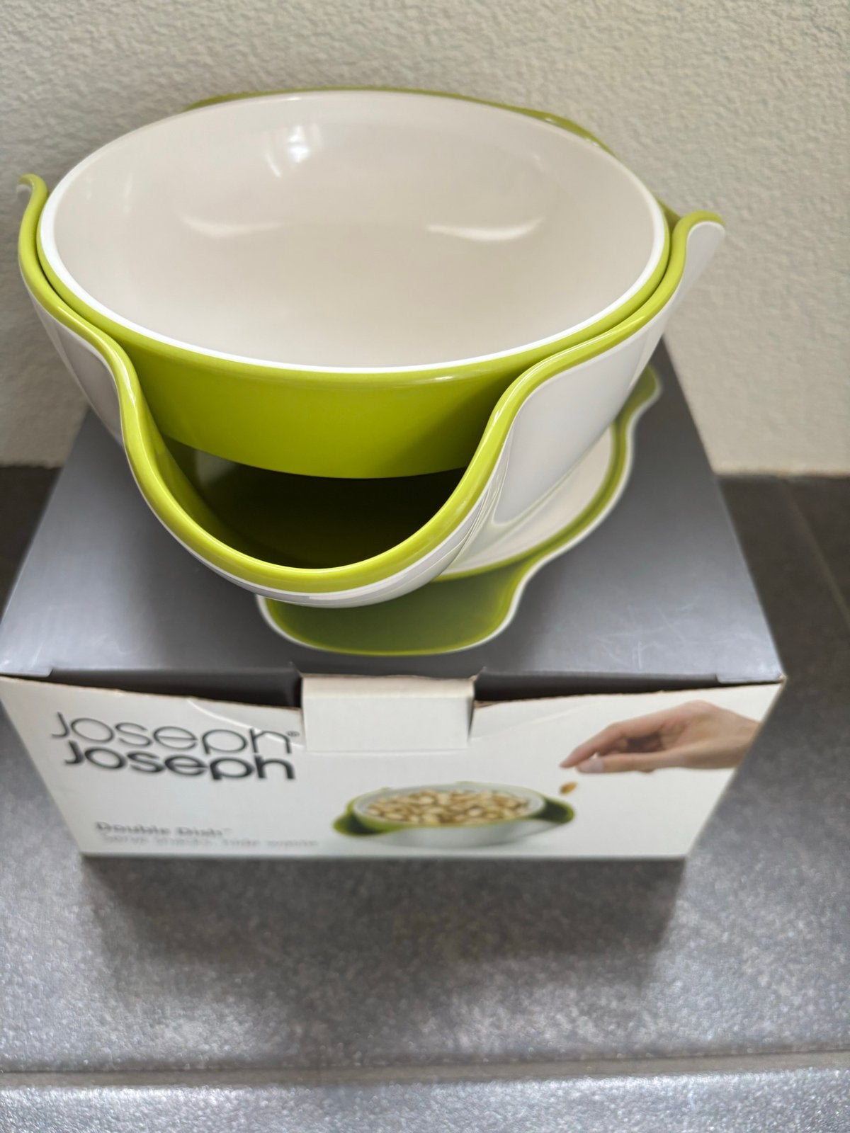 Joseph Joseph Double Dish - Snack Schaaltje Groen/Wit, Ophalen, Kunststof, Schaal, Nieuw