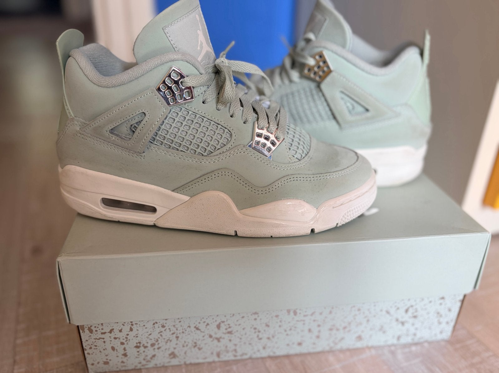 Jordan Retro 4 Seafoam Sail - Maat 38 - Zeer Goede Staat, Ophalen of Verzenden, Zo goed als nieuw, Groen, Sneakers of Gympen