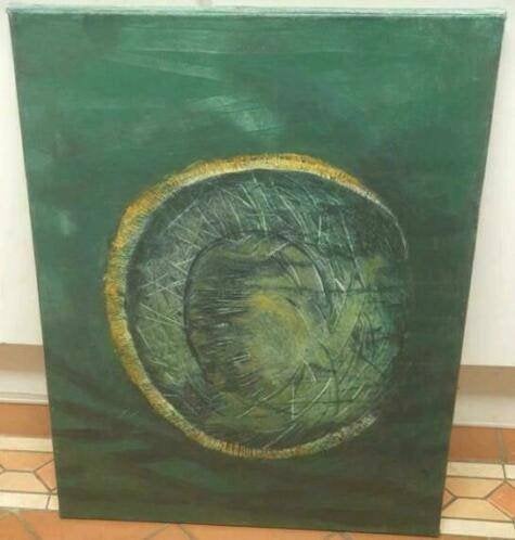 Prachtig Schilderij abstract werk Maggia Swets  "bos boom", Ophalen
