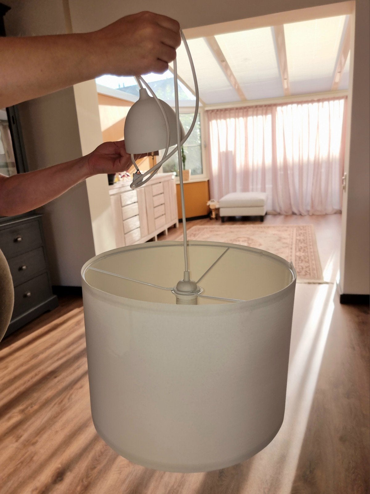 IKEA HAVSDJUP hanglamp - wit, zo goed als nieuw, Ophalen, Minder dan 50 cm, Kunststof, Zo goed als nieuw