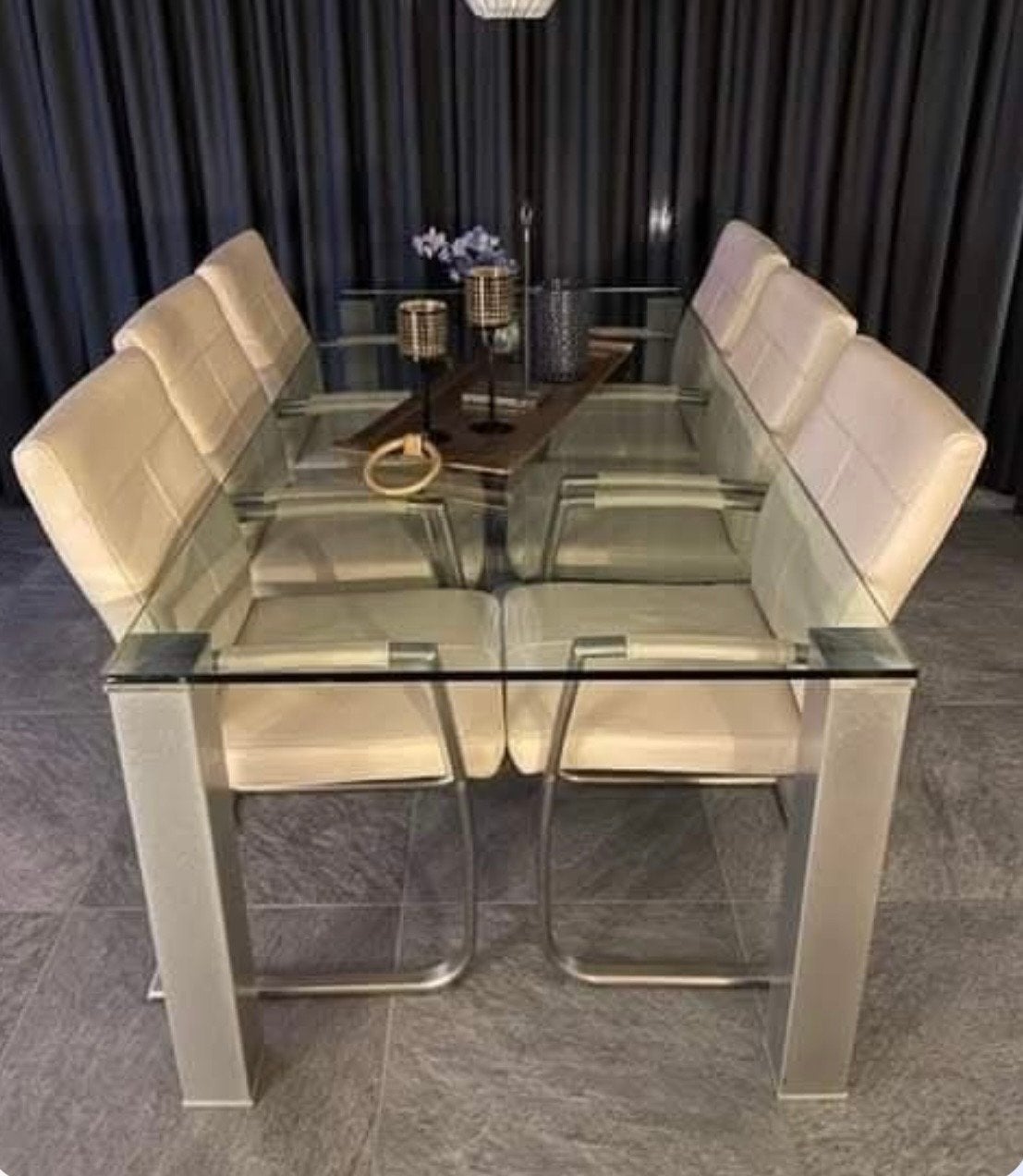 Gratis! Glazen eettafel met 4 stoelen, Ophalen, Gebruikt, 50 tot 100 cm, Glas