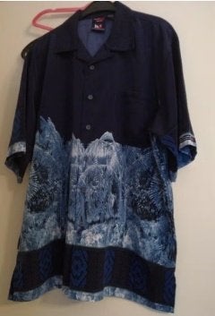 als nieuw overhemd southpol blauw Hawai 100% polyester L 42, Ophalen of Verzenden, Zo goed als nieuw, Blauw, Halswijdte 41/42 (L)