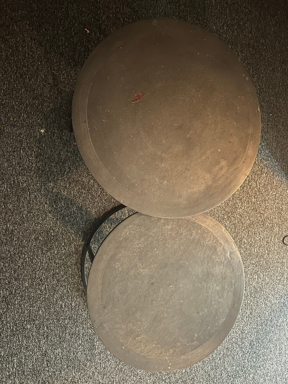 Set van 2 stalen salontafels van Trendhopper, Ophalen, Gebruikt, Rond, 50 tot 100 cm