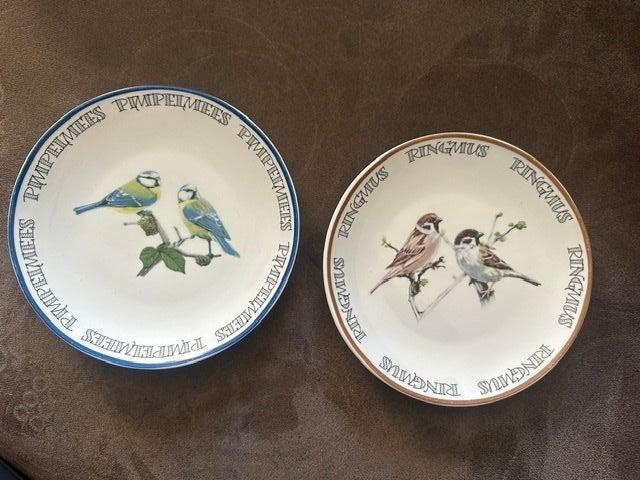 Bord Pimpelmees en Bord  ringmus, Ophalen of Verzenden, Zo goed als nieuw, Bord(en), Overige stijlen