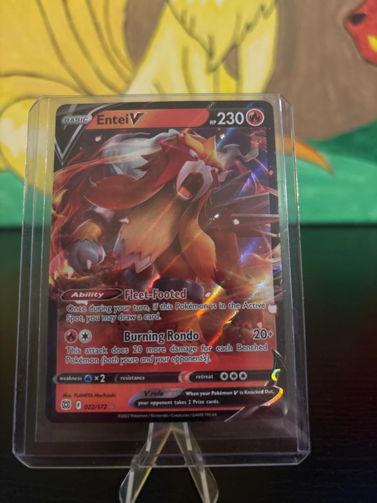 Brilliant Stars - Entei V Pokémon Kaart (022/172), Ophalen of Verzenden, Zo goed als nieuw, Losse kaart, Foil