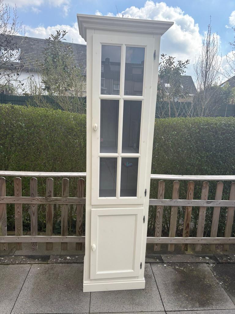 Hoge Witte Glazen Vitrinekast - Stijlvol & Praktisch, Ophalen, 50 tot 100 cm, 25 tot 50 cm, Gebruikt