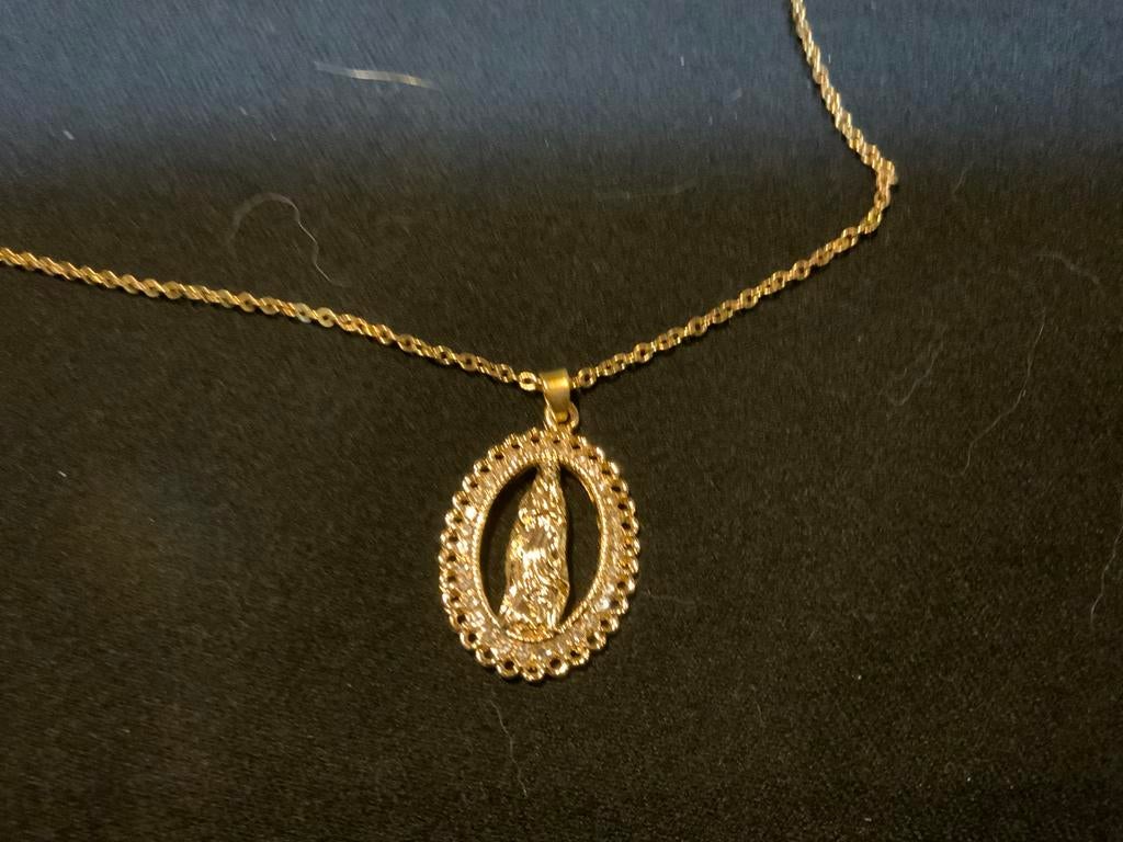 Goudkleurige Maria Hanger Ketting, Verzenden, Nieuw, Goud, Overige materialen