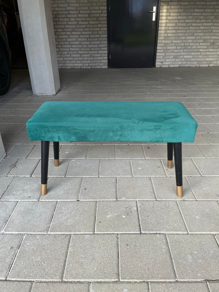 Groene fluwelen bankje, Ophalen, Minder dan 50 cm, Gebruikt, 50 tot 75 cm