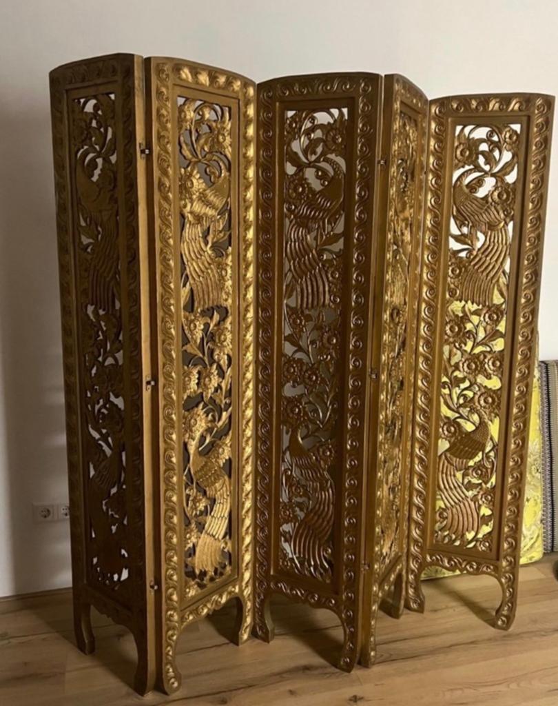 Kamerscherm met 5 panelen (hout, zwaar), Ophalen, Zo goed als nieuw