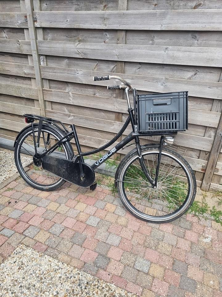 Omafiets Vogue met kist maar zonder zadel te koop !, 56 cm of meer, Ophalen, Gebruikt, Terugtraprem