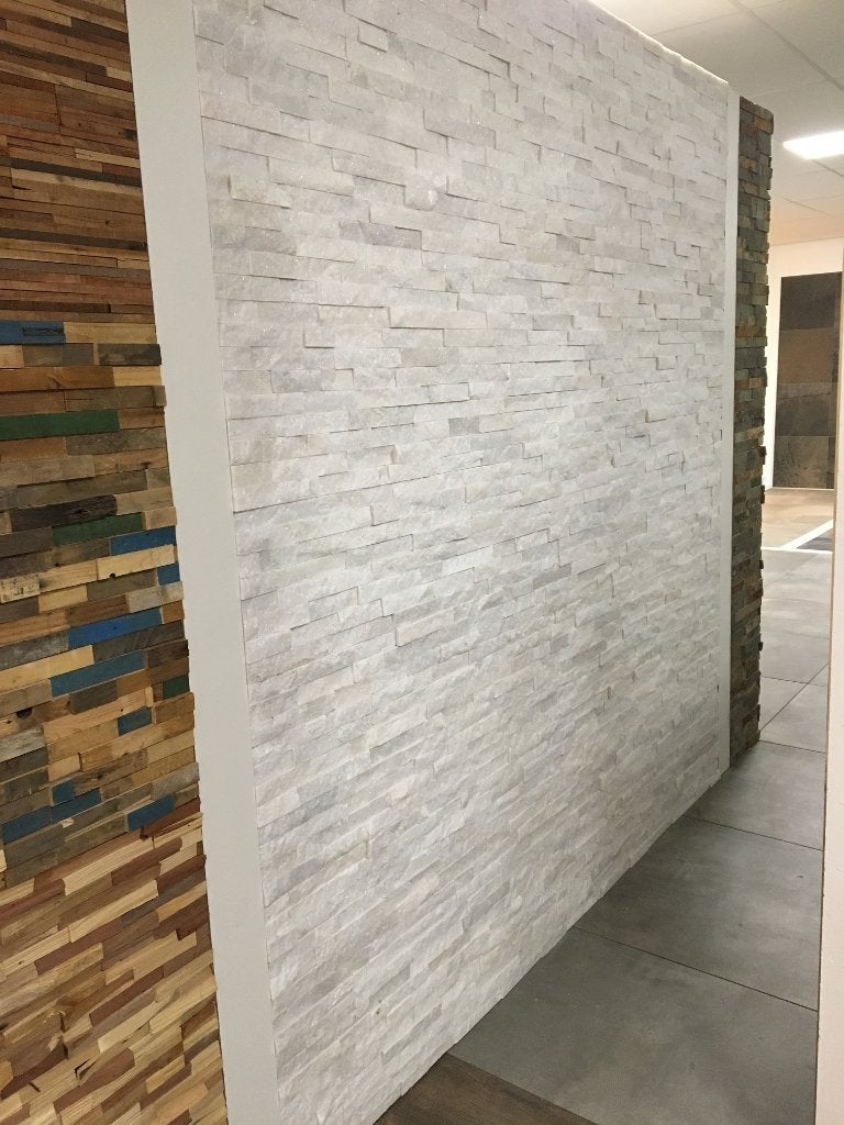 stone panels steenstrips natuursteen Quartsite white 15x60, Tuin en Terras, Keramiek, Nieuw, Ophalen of Verzenden, 10 m² of meer
