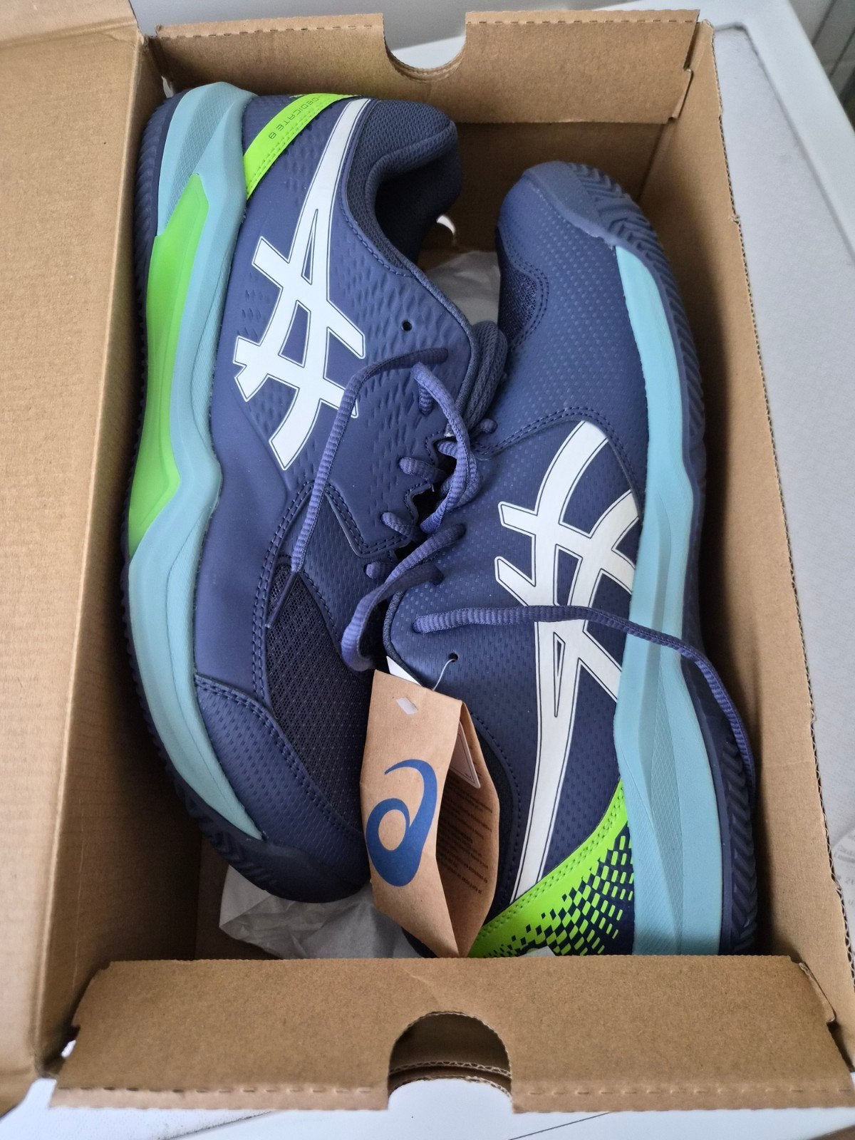 ONGEDRAGEN, nieuw in doos - ASICS Gel-Dedicate 8 Padel Sport, Blauw, Sportschoenen, Nieuw, Ophalen of Verzenden