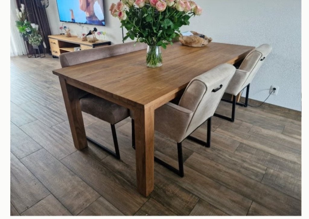 Teak houten eettafel, Ophalen, 200 cm of meer, 50 tot 100 cm, Zo goed als nieuw