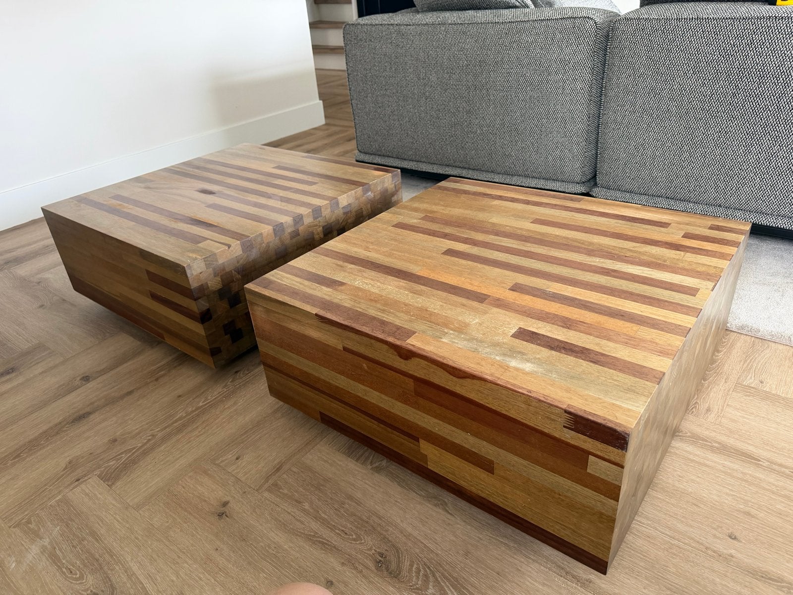 Set van 2 Linteloo Aulia 70x70 salontafels - Design Henk Vos, Ophalen, 50 tot 100 cm, Vierkant, 50 tot 100 cm